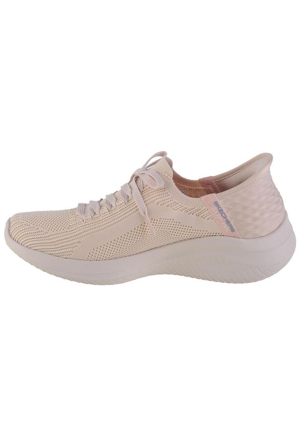 skechers - Buty do chodzenia damskie Skechers Slipins Ultra Flex 30 Brilliant. Zapięcie: sznurówki. Kolor: beżowy. Materiał: materiał, syntetyk, tkanina. Szerokość cholewki: normalna. Sport: turystyka piesza