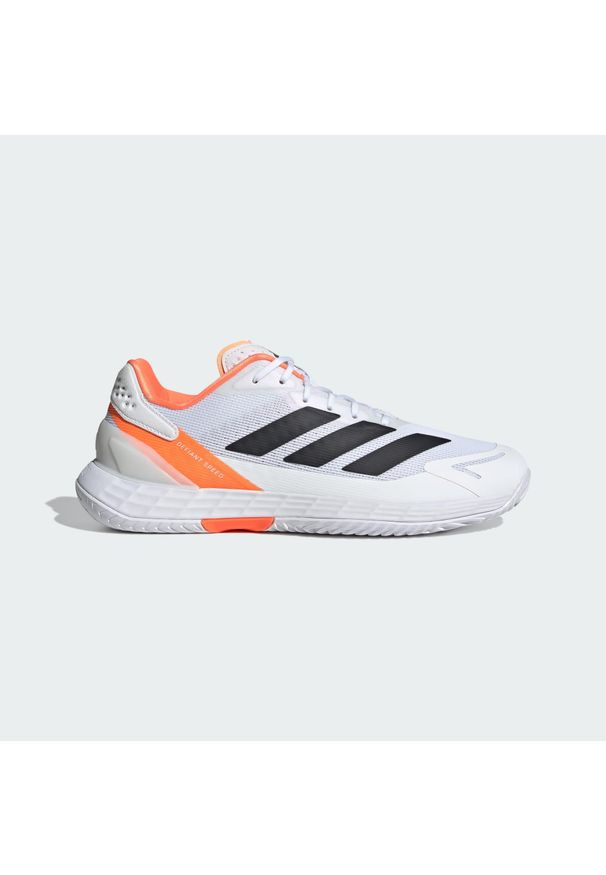Adidas - Buty Defiant Speed 2 Tennis. Kolor: czarny, pomarańczowy, biały, wielokolorowy. Materiał: materiał. Sport: tenis