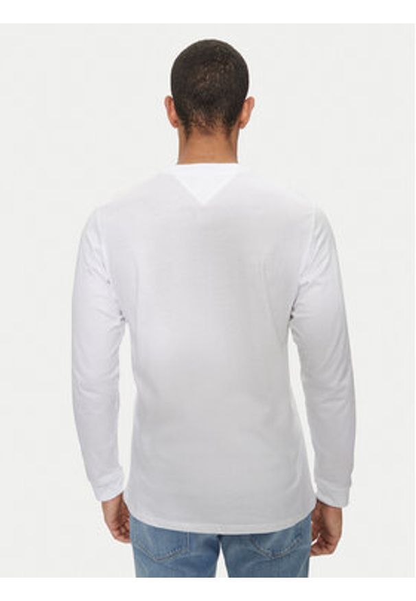 Tommy Jeans Longsleeve Linear DM0DM18551 Biały Slim Fit. Kolor: biały. Materiał: bawełna. Długość rękawa: długi rękaw