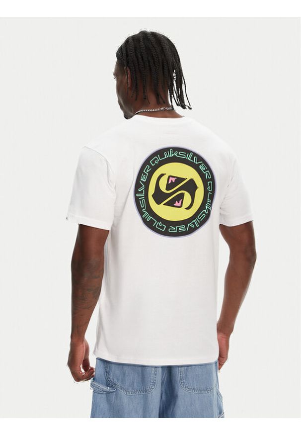 Quiksilver T-Shirt Circle Back Ss EQYZT08054 Biały Regular Fit. Kolor: biały. Materiał: bawełna