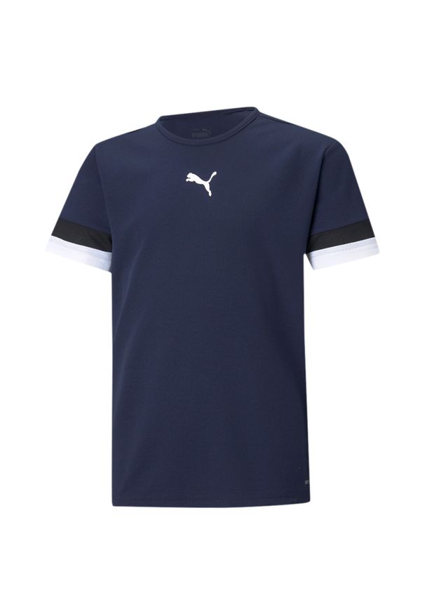 Koszulka piłkarska dla dzieci Puma teamRISE Jersey Jr. Kolor: wielokolorowy, niebieski, czarny. Materiał: poliester. Sport: piłka nożna