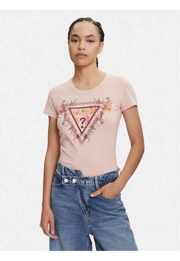 Guess T-Shirt W5YI08 J1314 Pomarańczowy Regular Fit. Kolor: pomarańczowy. Materiał: bawełna