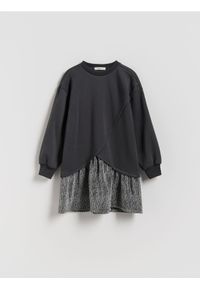 Reserved - Sukienka z łączonych materiałów - ciemnoszary. Kolor: szary. Materiał: materiał #1