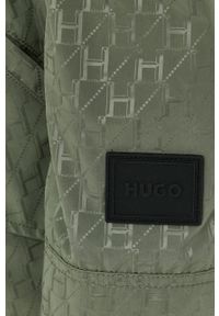 Hugo - HUGO parka damska kolor zielony przejściowa oversize. Kolor: zielony #4