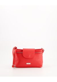 Unisono - Czerwona torebka crossbody. Kolor: czerwony. Materiał: skórzane. Rodzaj torebki: na ramię