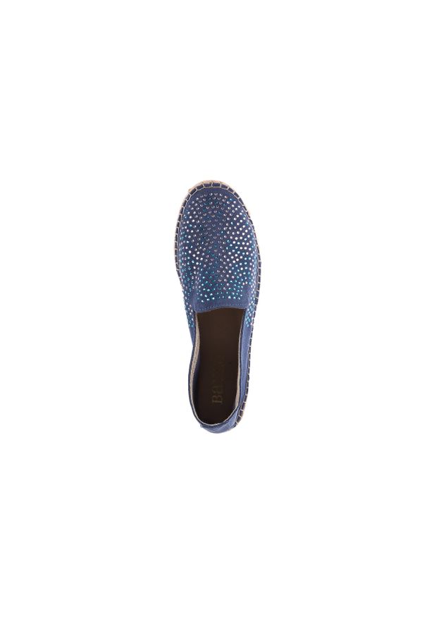 Espadryle Bayla-115 107601 Serraje Iris, Granat, Skóra naturalna. Okazja: na co dzień. Kolor: niebieski. Materiał: skóra. Wzór: aplikacja. Styl: casual