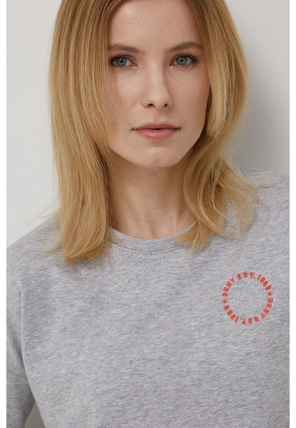DKNY - Dkny komplet piżamowy kolor szary. Kolor: szary. Materiał: dzianina. Długość: długie