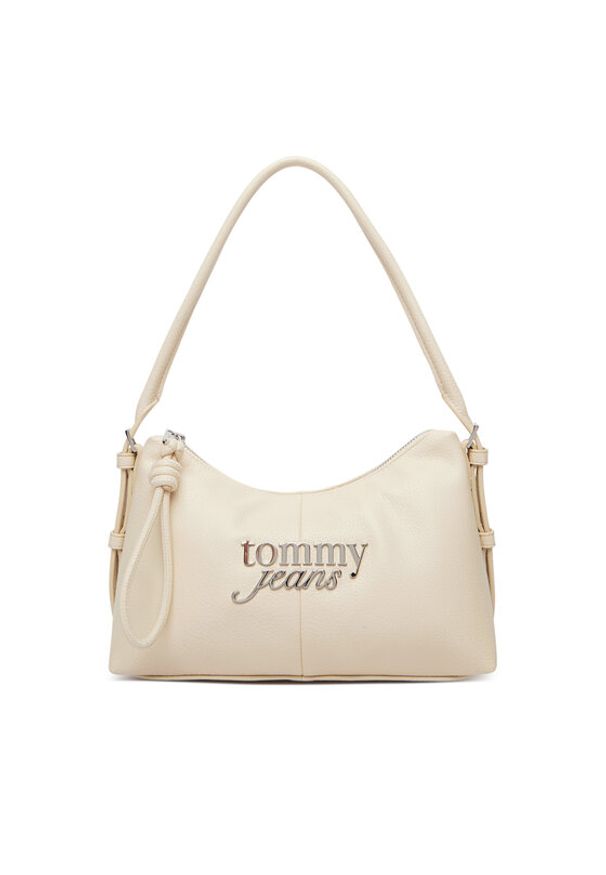 Tommy Jeans Torebka Metal Logo Shoulder Bag AW0AW18468 Biały. Kolor: biały. Materiał: skórzane