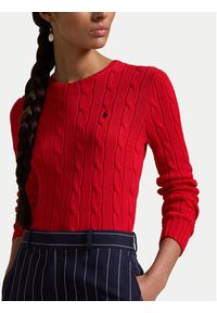 Polo Ralph Lauren Sweter 211891640026 Czerwony Slim Fit. Typ kołnierza: polo. Kolor: czerwony. Materiał: bawełna #5