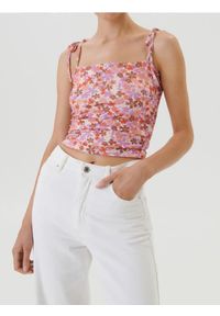 Sinsay - Top na ramiączkach z wiązaniami i kwiatowym wzorem - wielobarwny. Długość rękawa: na ramiączkach. Wzór: kwiaty #1