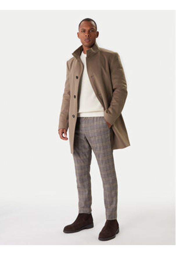 JOOP! Płaszcz wełniany 17 JC-21Maron 30044311 Khaki Regular Fit. Kolor: brązowy. Materiał: wełna