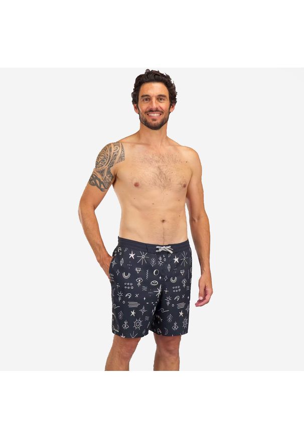 Spodenki surfingowe męskie Decathlon 100 Symbol 18". Kolor: czarny. Materiał: poliester, materiał. Długość: długie. Styl: sportowy
