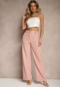Renee - Różowe Spodnie Garniturowe High Waist Viviorea. Okazja: na spotkanie biznesowe. Stan: podwyższony. Kolor: różowy. Styl: biznesowy, klasyczny #4