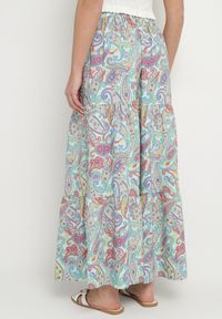 Born2be - Zielona Rozkloszowana Spódnica z Wysokim Stanem ze Wzorem Paisley Nevrisa. Okazja: na co dzień. Stan: podwyższony. Kolor: zielony. Wzór: paisley. Styl: klasyczny, casual, elegancki #3