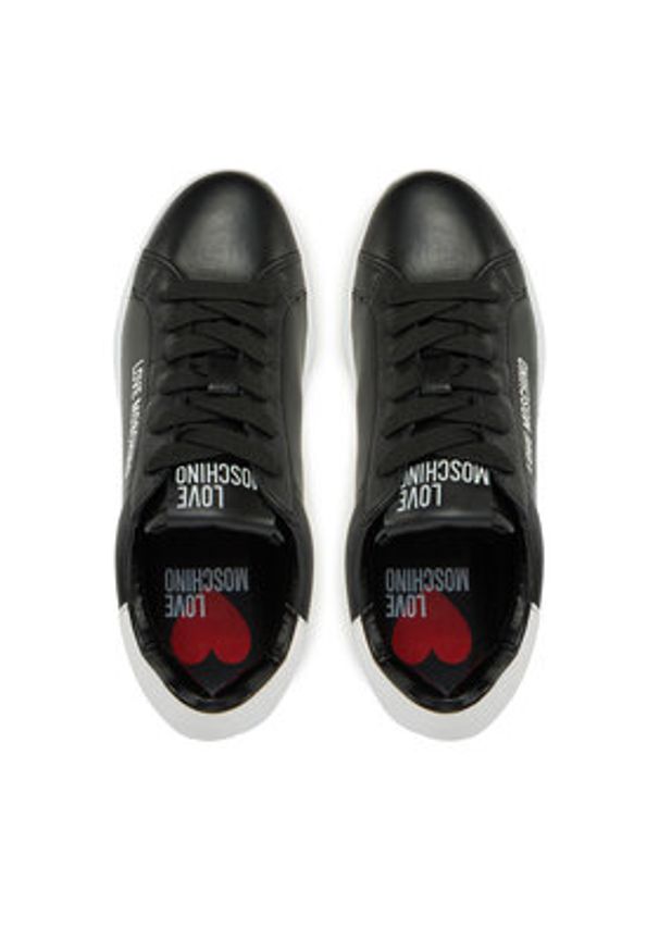 Love Moschino - LOVE MOSCHINO Sneakersy JA15034G1MIA100A Czarny. Kolor: czarny. Materiał: skóra