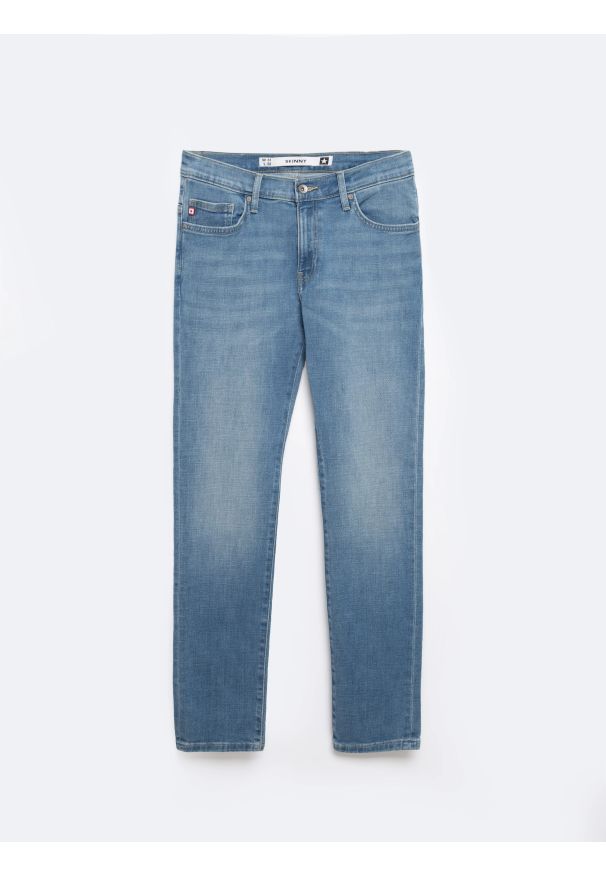 Big-Star - Jeansy męskie skinny niebieskie Jeffray 266. Okazja: na co dzień. Stan: obniżony. Kolor: niebieski. Długość: krótkie. Styl: casual