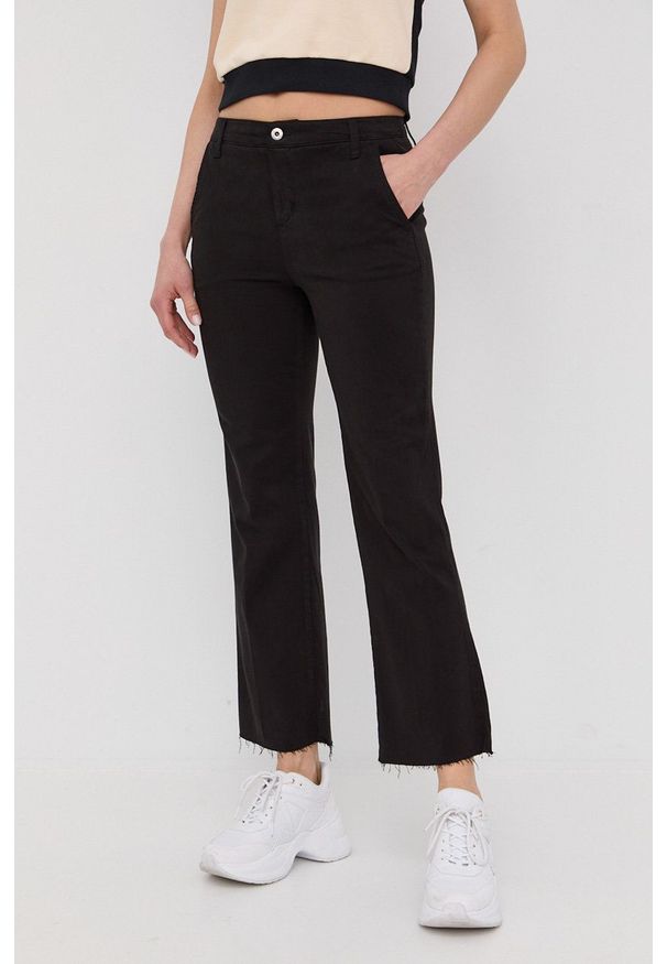 Liu Jo spodnie damskie kolor czarny proste medium waist. Okazja: na co dzień. Kolor: czarny. Styl: casual