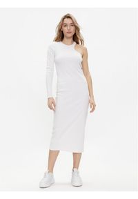 Replay Sukienka dzianinowa W9074.000.23587 Biały Slim Fit. Kolor: biały. Materiał: bawełna #1