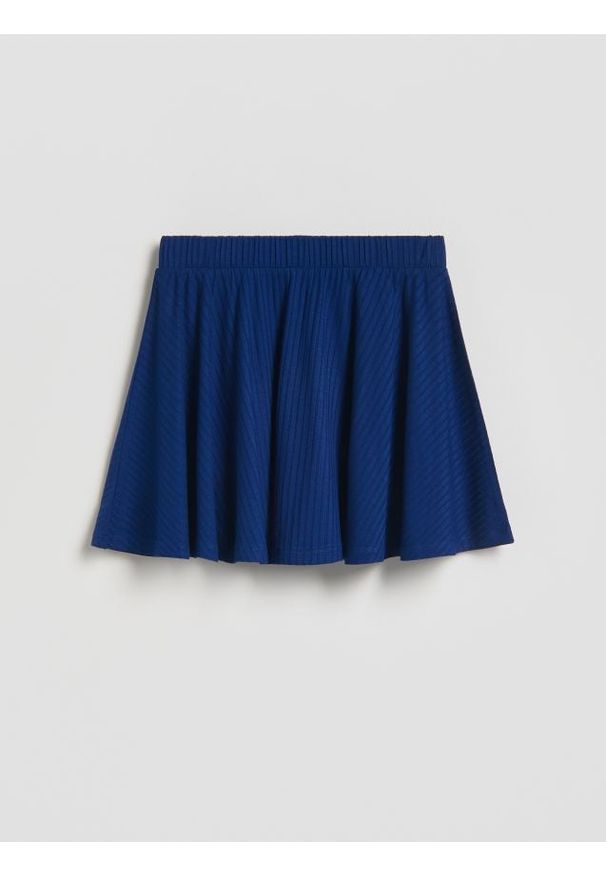 Reserved - Strukturalna spódnica mini - granatowy. Kolor: niebieski. Materiał: wiskoza, bawełna