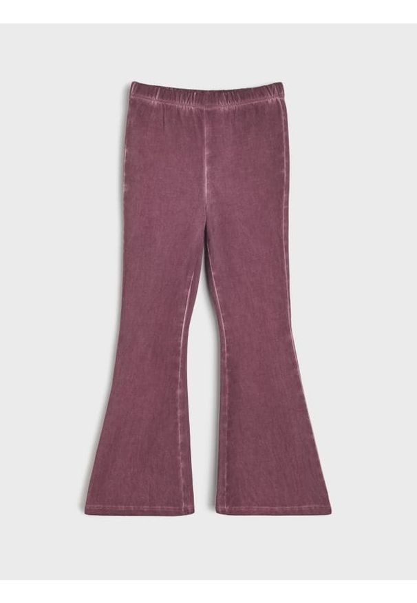 Sinsay - Bawełniane legginsy flare - czerwony. Kolor: czerwony. Materiał: bawełna