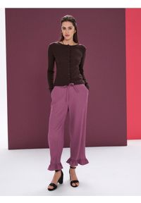 Sinsay - Spodnie loose z ozdobnymi falbanami - fioletowy. Kolor: fioletowy #1