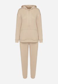 Born2be - Beżowy Komplet Dresowy Bluza z Kapturem i Kangurową Kieszenią i Spodnie Liriela. Kolor: beżowy. Materiał: dresówka #5