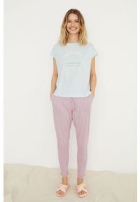 Women Secret - women'secret t-shirt piżamowy Minerals damska kolor turkusowy bawełniana. Kolor: turkusowy. Materiał: bawełna. Długość: krótkie. Wzór: nadruk #4