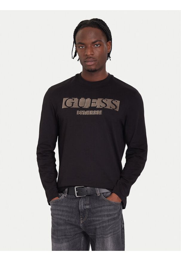 Guess Longsleeve M5BI10 K8FQ4 Czarny Regular Fit. Kolor: czarny. Materiał: bawełna. Długość rękawa: długi rękaw