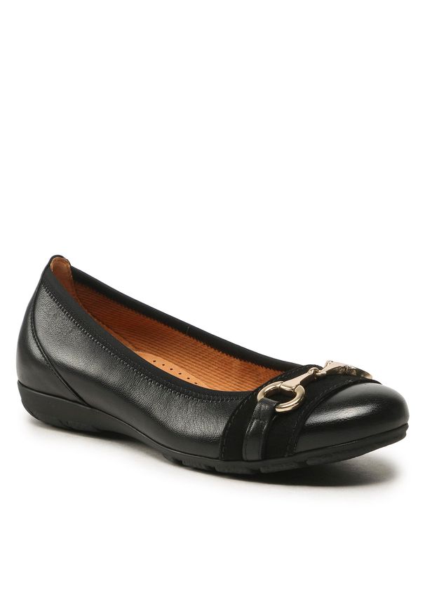Baleriny Gabor 24.168.37 Schwarz (gold). Kolor: czarny. Materiał: skóra