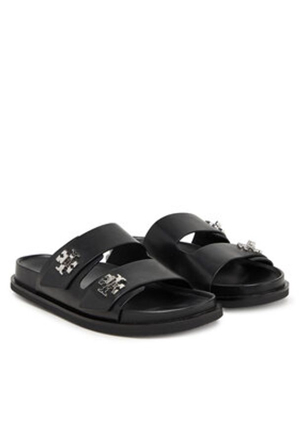 Tory Burch Klapki T Lock Sport Slide 175640 Czarny. Kolor: czarny. Materiał: skóra. Styl: sportowy