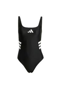 Adidas - Strój do pływania 3-Stripes U-back. Kolor: biały, wielokolorowy, czarny. Materiał: materiał