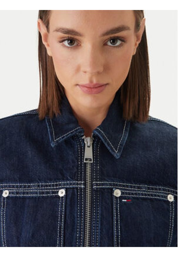 Tommy Jeans Kurtka jeansowa DW0DW22384 Granatowy Straight Fit. Kolor: niebieski. Materiał: bawełna