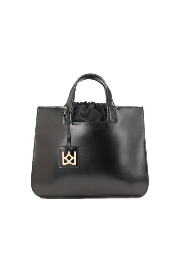 Kazar - Czarna torebka skórzana z wyjmowanym wkładem z tkaniny. Kolor: czarny. Materiał: skórzane. Rodzaj torebki: do ręki