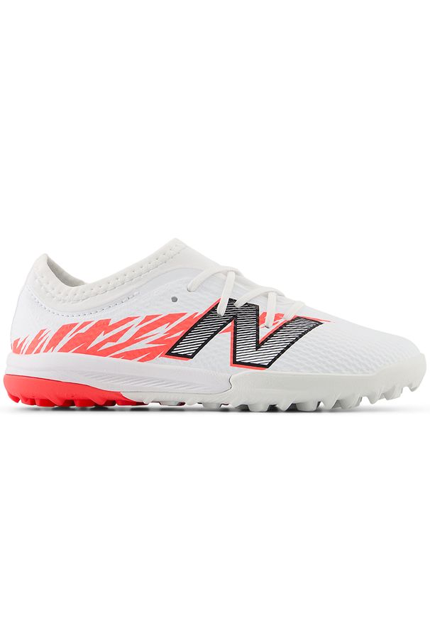 Turfy dziecięce New Balance FURON TEAM JNR TF V8 SJF3TIB8 – białe. Kolor: biały. Materiał: syntetyk, materiał. Szerokość cholewki: normalna. Sezon: zima. Sport: piłka nożna