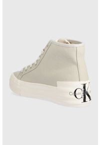 Calvin Klein Jeans trampki VULC FLATFORM BOLD ESSENTIAL damskie kolor beżowy YW0YW01031. Nosek buta: okrągły. Zapięcie: sznurówki. Kolor: beżowy. Materiał: materiał, włókno, guma. Szerokość cholewki: normalna #5