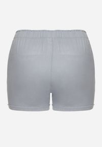 Born2be - Niebieskie Casualowe Szorty z Lnem z Gumką w Talii Filowena. Okazja: na co dzień. Kolekcja: plus size. Kolor: niebieski. Materiał: len. Styl: casual