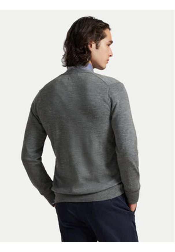 Polo Ralph Lauren Kardigan 710946144004 Szary Slim Fit. Typ kołnierza: polo. Kolor: szary. Materiał: wełna