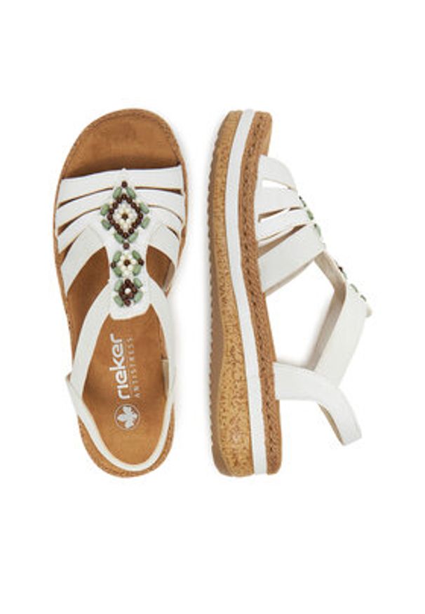 Rieker Sandały V0920-80 Biały. Kolor: biały. Materiał: materiał