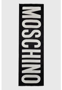 MOSCHINO - Moschino szal wełniany kolor czarny wzorzysty. Kolor: czarny. Materiał: wełna #3