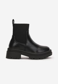 Born2be - Czarne Botki Sztyblety na Grubej Podeszwie Elizabete. Okazja: na uczelnię. Kolor: czarny. Materiał: jeans. Szerokość cholewki: normalna. Styl: elegancki, klasyczny