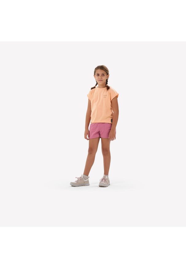 quechua - Spodenki turystyczne dla dzieci Quechua MH500. Kolor: różowy. Materiał: poliamid, elastan, materiał, poliester. Sezon: lato. Styl: sportowy. Sport: turystyka piesza