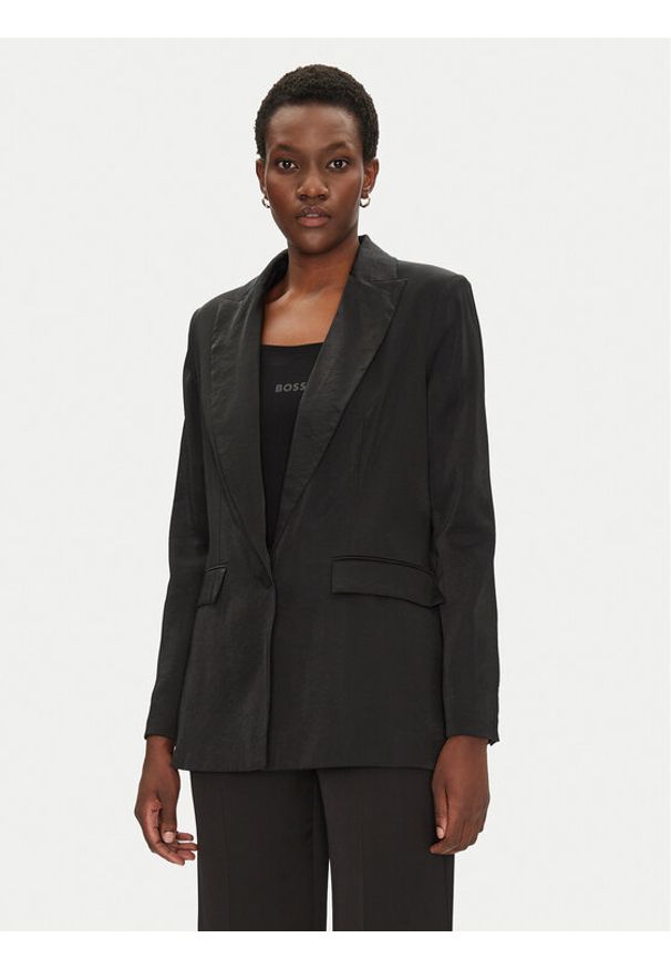 Morgan Marynarka 251-VTEO.F M Czarny Slim Fit. Kolor: czarny. Materiał: wiskoza, syntetyk