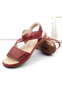 Skórzane komfortowe sandały damskie na rzepy czerwone Rieker 65964-35. Zapięcie: rzepy. Kolor: czerwony. Materiał: skóra #9