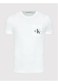 Calvin Klein Jeans T-Shirt J30J320936 Biały Slim Fit. Kolor: biały. Materiał: bawełna