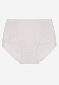 Renee - Białe Bawełniane Majtki Figi Zdobione Koronką Idilene. Kolekcja: plus size. Kolor: biały. Materiał: koronka, bawełna. Wzór: koronka, aplikacja
