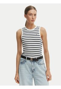 TOMMY HILFIGER - Tommy Hilfiger Top WW0WW47806 Écru Slim Fit. Kolor: kremowy. Materiał: bawełna #1