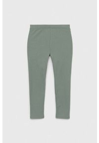 GAP legginsy dziecięce kolor zielony gładkie. Kolor: zielony. Materiał: dzianina. Wzór: gładki