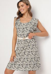 Born2be - Szara Rozkloszowana Sukienka Bawełniana bez Rękawów w Wzór Paisley Tullio. Okazja: na co dzień. Kolor: szary. Materiał: bawełna. Długość rękawa: bez rękawów. Wzór: paisley. Styl: elegancki, casual #5