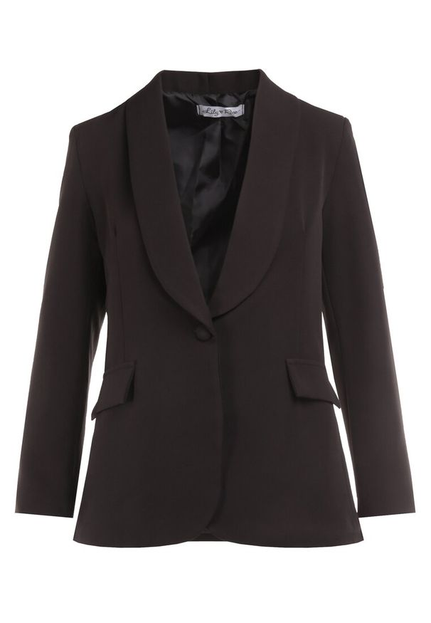 Born2be - Czarna Marynarka Achon. Okazja: do pracy, na spotkanie biznesowe. Kolor: czarny. Materiał: jeans, tkanina. Długość rękawa: długi rękaw. Długość: długie. Styl: biznesowy, klasyczny, elegancki