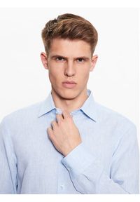 BOSS - Boss Koszula 50490234 Błękitny Slim Fit. Kolor: niebieski. Materiał: len #3